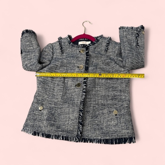 Tory Burch Cream Blue Tweed Jacket Cropped size 0 - Picture 13 of 14